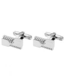 For the man who's all business, Emporio Armani's sleek cufflinks combine bold texture and smooth refinement. Crafted in stainless steel with a polished and matte finish. Approximate width: 3/8 inch. Approximate length: 5/8 inch.