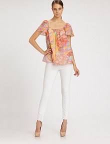 EXCLUSIVELY AT SAKS. Vibrant sketched florals highlight this dreamy swing topper crafted from cotton and silk.Square necklineFlutter sleevesSlightly flared from bust to hemAbout 28 from shoulder to hem74% cotton/26% silkDry cleanMade in USA of imported fabricModel shown is 5'9 (175cm) wearing US size 4. EXCLUSIVELY AT SAKS. Vibrant sketched florals highlight this dreamy swing topper crafted from cotton and silk.Square necklineFlutter sleevesSlightly flared from bust to hemAbout 28 from shoulder to hem74% cotton/26% silkDry cleanMade in USA of imported fabricModel shown is 5'9 (175cm) wearing US size 4.