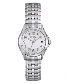 Dressed up or down, this contemporary watch by Carvavelle by Bulova goes anywhere. Stainless steel bracelet and round case. Silver tone dial features applied numerals, minute track, date window at three o'clock, luminous hands and logo. Quartz movement. Water resistant to 30 meters. Two-year limited warranty. Dressed up or down, this contemporary watch by Carvavelle by Bulova goes anywhere. Stainless steel bracelet and round case. Silver tone dial features applied numerals, minute track, date window at three o'clock, luminous hands and logo. Quartz movement. Water resistant to 30 meters. Two-year limited warranty.