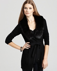 When your day could use an air of opulence, the optional faux fur collar of this C by Bloomingdale's cardigan is the ultimate choice. A day-to-night style statement, it's the touch of luxe every woman needs. When your day could use an air of opulence, the optional faux fur collar of this C by Bloomingdale's cardigan is the ultimate choice. A day-to-night style statement, it's the touch of luxe every woman needs.
