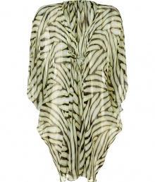 Super stylish herringbone acid lime caftan from Diane von Furstenburg - Amp up your resort-ready style with this vibrant and luxe silk caftan - High neckline, flutter sleeves, tie-front closure, asymmetrical hem, all-over print - Pair with a DVF bikini, platform sandals, and an ethnic-inspired necklace Super stylish herringbone acid lime caftan from Diane von Furstenburg - Amp up your resort-ready style with this vibrant and luxe silk caftan - High neckline, flutter sleeves, tie-front closure, asymmetrical hem, all-over print - Pair with a DVF bikini, platform sandals, and an ethnic-inspired necklace