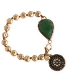 Go green with this link bracelet from Lucky Brand. It's crafted from gold-tone mixed metal and features semi-precious jade and glass accents for a classic look. Item comes packaged in a signature Lucky Brand Box. Approximate length: 7 inches. Go green with this link bracelet from Lucky Brand. It's crafted from gold-tone mixed metal and features semi-precious jade and glass accents for a classic look. Item comes packaged in a signature Lucky Brand Box. Approximate length: 7 inches.