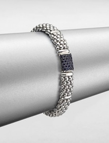From the Muse Collection. An iconic caviar texture in sleek sterling silver accented with a rich blue sapphire station. Sterling silverBlue sapphireLength, about 7.5Box and tongue closureImported From the Muse Collection. An iconic caviar texture in sleek sterling silver accented with a rich blue sapphire station. Sterling silverBlue sapphireLength, about 7.5Box and tongue closureImported