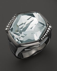 Ippolita Wicked Black Rhodium Sterling Silver Blue Topaz Ring with Diamonds Ippolita Wicked Black Rhodium Sterling Silver Blue Topaz Ring with Diamonds