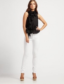 Romantic ruffles adorn the face-framing high collar and cascade to the hem for major impact. High collarSleevelessHook-and-eye closureRuffle detailsElastic hemCotton lining51% linen/49% silkMade in ItalyDry clean Model shown is 5'9½ (176cm) wearing US size Small. Romantic ruffles adorn the face-framing high collar and cascade to the hem for major impact. High collarSleevelessHook-and-eye closureRuffle detailsElastic hemCotton lining51% linen/49% silkMade in ItalyDry clean Model shown is 5'9½ (176cm) wearing US size Small.