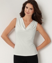 A cowl neckline adds elegance to this top by Charter Club. A low price and high style makes this one a must! A cowl neckline adds elegance to this top by Charter Club. A low price and high style makes this one a must!