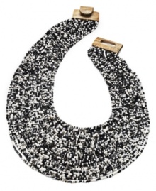 Make like a zebra in Style&co.'s wild statement necklace. Black and white glass beads create a large bib-like surface, while the clasp is made of rustic wood. Approximate length: 26 inches. Approximate drop: 4-1/2 inches. Make like a zebra in Style&co.'s wild statement necklace. Black and white glass beads create a large bib-like surface, while the clasp is made of rustic wood. Approximate length: 26 inches. Approximate drop: 4-1/2 inches.