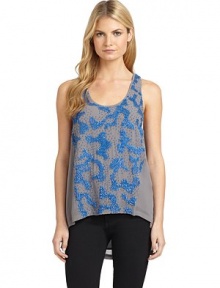 THE LOOKContrasting beaded designHi-lo hemGentle ruching, backTHE FITAbout 26 from shoulder to longest pointTHE MATERIALViscoseCARE & ORIGINDry cleanImportedModel shown is 5'9 (175cm) wearing US size Small. THE LOOKContrasting beaded designHi-lo hemGentle ruching, backTHE FITAbout 26 from shoulder to longest pointTHE MATERIALViscoseCARE & ORIGINDry cleanImportedModel shown is 5'9 (175cm) wearing US size Small.