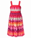 She can fire up her style in this bold multicolor sundress from Bloome, the perfect color for a cool look on a sunny summer day.