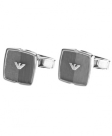 Striking in silver. Add a fashionable finishing touch to your workday wardrobe with Emporio Armani's polished sterling silver cuff links. Approximate diameter: 3/4 inch. Striking in silver. Add a fashionable finishing touch to your workday wardrobe with Emporio Armani's polished sterling silver cuff links. Approximate diameter: 3/4 inch.