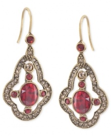 Resplendent in red. This pair of teardrop earrings from Carolee is crafted from gold-tone mixed metal with red faceted beads providing a colorful pop. Approximate drop: 1-1/2 inches. Resplendent in red. This pair of teardrop earrings from Carolee is crafted from gold-tone mixed metal with red faceted beads providing a colorful pop. Approximate drop: 1-1/2 inches.
