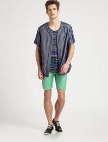 EXCLUSIVELY AT SAKS. The new shade of summer in a heavier Italian cotton twill with a fit that matches the season's ease. Side slashInseam, about 8¾CottonDry cleanMade in USA