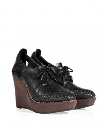 With ultra-chic woven details and a chunky wooden wedge heel, these shoes from Rag & Bone are a new-season necessity - Woven front, lace up, cut out detail at ankle, wooden wedge heel, pebble leather - Style with skinny jeans, an asymmetrical hem top, and an oversized leather satchel With ultra-chic woven details and a chunky wooden wedge heel, these shoes from Rag & Bone are a new-season necessity - Woven front, lace up, cut out detail at ankle, wooden wedge heel, pebble leather - Style with skinny jeans, an asymmetrical hem top, and an oversized leather satchel