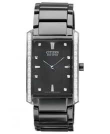 A blacked out Palidoro watch from Citizen that shines with elegant diamond accents. Powered by Eco-Drive, harnessing natural and artificial light, never needing a battery. A blacked out Palidoro watch from Citizen that shines with elegant diamond accents. Powered by Eco-Drive, harnessing natural and artificial light, never needing a battery.
