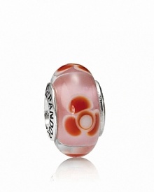 A repeating flower pattern in colorful murano glass adds energy and vibrance to your charm collection. Logo-engraved sterling silver trim displays the PANDORA signature. A repeating flower pattern in colorful murano glass adds energy and vibrance to your charm collection. Logo-engraved sterling silver trim displays the PANDORA signature.