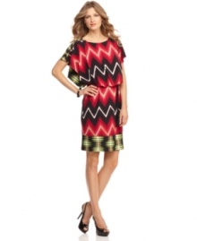 Lively prints and a fashion-forward silhouette makes this Maggy London dress the perfect pick for parties and fun occasions. Kimono sleeves and a blouson-style bodice up its appeal. Lively prints and a fashion-forward silhouette makes this Maggy London dress the perfect pick for parties and fun occasions. Kimono sleeves and a blouson-style bodice up its appeal.