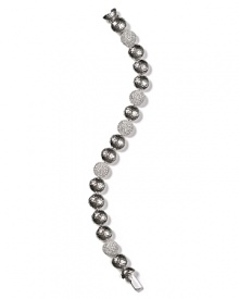 Add Nadri's pavé bracelet to your collection for shapely and high-shine versatility. The disc-decked beauty beguiles laid-back or frilly looks every day of the week. Add Nadri's pavé bracelet to your collection for shapely and high-shine versatility. The disc-decked beauty beguiles laid-back or frilly looks every day of the week.