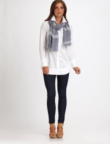 A crisp, stretch cotton design with feminine tailoring, including a gathered waist detail on back and a chic, curved hem.Collar neckLong sleevesButton cuffsBust dartsCurved hemGathered detail on backAbout 30 from shoulder to hem96% cotton/4% elastaneMachine washImported Model shown is 5'9½ (176cm) wearing US size 4. A crisp, stretch cotton design with feminine tailoring, including a gathered waist detail on back and a chic, curved hem.Collar neckLong sleevesButton cuffsBust dartsCurved hemGathered detail on backAbout 30 from shoulder to hem96% cotton/4% elastaneMachine washImported Model shown is 5'9½ (176cm) wearing US size 4.
