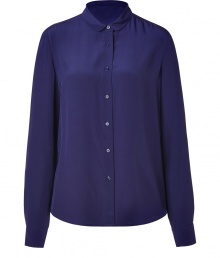 Finish your office look on a sweet note with Vanesso Brunos round collar silk blouse, finished with modern tailoring details for an effortless-cool edge - Rounded collar, long sleeves, buttoned cuffs, button-down front, longer back shirttail hemline - Breezy relaxed fit - Pair with pencil skirts and flawless heels, or layer over leather leggings and slick black ankle boots Finish your office look on a sweet note with Vanesso Brunos round collar silk blouse, finished with modern tailoring details for an effortless-cool edge - Rounded collar, long sleeves, buttoned cuffs, button-down front, longer back shirttail hemline - Breezy relaxed fit - Pair with pencil skirts and flawless heels, or layer over leather leggings and slick black ankle boots