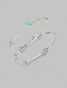 Luminously faceted quartz stones glimmer on hammered sterling silver. Clear quartz Sterling silver Diameter, about 2¾ ImportedPlease note: Bracelets sold separately. Luminously faceted quartz stones glimmer on hammered sterling silver. Clear quartz Sterling silver Diameter, about 2¾ ImportedPlease note: Bracelets sold separately.