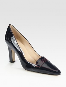 Classic patent leather loafer updated by the designer's signature point toe silhouette and substantial heel. Self-covered heel, 3½ (90mm)Patent leather upperLeather lining and solePadded insoleMade in ItalyOUR FIT MODEL RECOMMENDS ordering true size. Classic patent leather loafer updated by the designer's signature point toe silhouette and substantial heel. Self-covered heel, 3½ (90mm)Patent leather upperLeather lining and solePadded insoleMade in ItalyOUR FIT MODEL RECOMMENDS ordering true size.