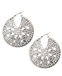 Intricate and exotic. Incorporate a little culture into your style with these Moroccan-themed hoop earrings by Lucky Brand. Crafted in silver tone mixed metal. Approximate diameter: 1-1/2 inches. Intricate and exotic. Incorporate a little culture into your style with these Moroccan-themed hoop earrings by Lucky Brand. Crafted in silver tone mixed metal. Approximate diameter: 1-1/2 inches.