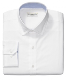 Update your basic wardrobe with this slim-fit white shirt from Club Room. Update your basic wardrobe with this slim-fit white shirt from Club Room.