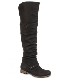Put these rugged beauties to work. Carlos by Carlos Santana's Wheeling over-the-knee boots feature ruche detailing along the vamp and a sturdy heel that will get you through the toughest days. Put these rugged beauties to work. Carlos by Carlos Santana's Wheeling over-the-knee boots feature ruche detailing along the vamp and a sturdy heel that will get you through the toughest days.