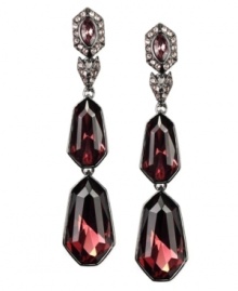 Long and luxurious. Elevate your evening style with these glamorous linear drop earrings from Givenchy. Adorned with glass accents in a rich vintage rose hue, they're crafted in hematite tone mixed metal. Approximate drop: 3 inches. Long and luxurious. Elevate your evening style with these glamorous linear drop earrings from Givenchy. Adorned with glass accents in a rich vintage rose hue, they're crafted in hematite tone mixed metal. Approximate drop: 3 inches.