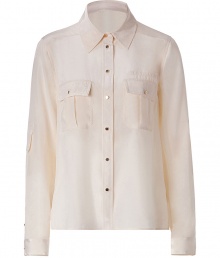 Stylish blouse in fine cream silk - flattering light quality - feminine safari style with added breast pockets - slim fit, accent buttons - long seeves - a favorite for every day at the office or leisure time - fashionable AND elegant - combines great with 7/8 pants, light summer skirts, costumes Stylish blouse in fine cream silk - flattering light quality - feminine safari style with added breast pockets - slim fit, accent buttons - long seeves - a favorite for every day at the office or leisure time - fashionable AND elegant - combines great with 7/8 pants, light summer skirts, costumes
