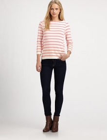 Contrasting stripes and a printed designer nameplate renew this soft cotton tee. BoatneckThree-quarter sleevesCottonMachine washImportedSIZE & FITModel shown is 5'10 (177cm) wearing US size Small. Contrasting stripes and a printed designer nameplate renew this soft cotton tee. BoatneckThree-quarter sleevesCottonMachine washImportedSIZE & FITModel shown is 5'10 (177cm) wearing US size Small.