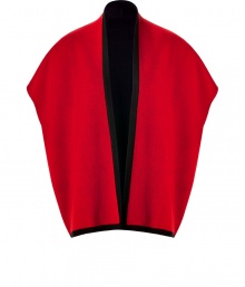 Luxurious cape in red and black cashmere stretch - From the American high society designer Michael Kors - Outstanding quality - Very simple cut, collarless - Reversible cape - can be worn on both sides - Raglan sleeves, voluminous silhouette - Pair with slim black pants and sexy booties