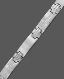 It's his time to shine. This polished men's style features a rectangular link design accented by round-cut diamonds (1-1/4 ct. t.w). Set in stainless steel. Approximate length: 8-1/2 inches. It's his time to shine. This polished men's style features a rectangular link design accented by round-cut diamonds (1-1/4 ct. t.w). Set in stainless steel. Approximate length: 8-1/2 inches.