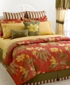 In warm and enticing tones, this jacquard woven Sanibel comforter set offers an exotic escape for the bedroom with bold blossoms and striped accents. Comes complete with all the pieces you need to transform the bedroom into the ultimate getaway spot.