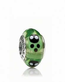 Lucky ladybugs adorn this colorful murano glass charm. Logo-engraved sterling silver trim displays the PANDORA signature. Lucky ladybugs adorn this colorful murano glass charm. Logo-engraved sterling silver trim displays the PANDORA signature.
