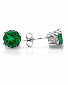 Cut in a graphic shape, Crislu's faceted emerald-colored cubic zirconia stone earrings showcase the bold beauty of these gems. Wear these studs to give every look a flash of color. Cut in a graphic shape, Crislu's faceted emerald-colored cubic zirconia stone earrings showcase the bold beauty of these gems. Wear these studs to give every look a flash of color.