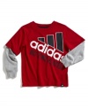 Bring your little guy's style to the big times with the bold layered looks of this long-sleeve t-shirt from adidas.