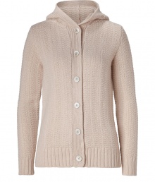 Ultra luxurious with its soft mix of virgin wool and cashmere, Jil Sanders hooded cardigan is a chic choice perfect for polishing casual looks - Hooded, long sleeves, button-down front, ribbed cuffs and trim, allover textural knit - Fitted - Wear over a crisp white button-down with slim fit trousers and ankle boots Ultra luxurious with its soft mix of virgin wool and cashmere, Jil Sanders hooded cardigan is a chic choice perfect for polishing casual looks - Hooded, long sleeves, button-down front, ribbed cuffs and trim, allover textural knit - Fitted - Wear over a crisp white button-down with slim fit trousers and ankle boots