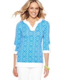 Refresh your spring wardrobe with this tailored tunic from Charter Club. A winning fit and luxe print makes for a chic look no matter where you wear it! Refresh your spring wardrobe with this tailored tunic from Charter Club. A winning fit and luxe print makes for a chic look no matter where you wear it!