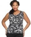 This plus size top from Kasper will add graphic punch to your work ensemble--wear alone with chic black pants or pair with a bright blazer!