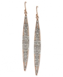 Elegance refined. These linear earrings from Vince Camuto are crafted from rose gold-tone mixed metal with crystal pave accents adding a lustrous touch. Approximate drop: 2-1/2 inches. Elegance refined. These linear earrings from Vince Camuto are crafted from rose gold-tone mixed metal with crystal pave accents adding a lustrous touch. Approximate drop: 2-1/2 inches.