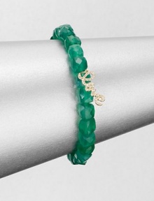 A sparkling diamond charm in 14k gold on a green onyx stretch bead bracelet. Green onyx14K goldDiamonds, .12 tcwLength, about 6.5Slip-on styleImported A sparkling diamond charm in 14k gold on a green onyx stretch bead bracelet. Green onyx14K goldDiamonds, .12 tcwLength, about 6.5Slip-on styleImported
