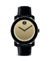 A simple, metallic dial lends modern style to this luxe timepiece from Movado BOLD.