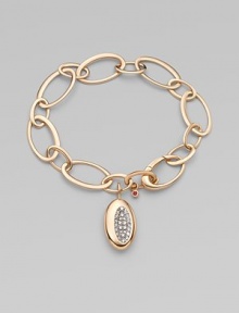 From the Capri Plus Collection. The dazzle of diamonds in a shapely charm joins the warm glow of 18k rose gold in this elegant oval link design.Diamonds, .40 tcw 18k rose gold Length, about 7 Charm length, about 1 Lobster clasp Made in Italy From the Capri Plus Collection. The dazzle of diamonds in a shapely charm joins the warm glow of 18k rose gold in this elegant oval link design.Diamonds, .40 tcw 18k rose gold Length, about 7 Charm length, about 1 Lobster clasp Made in Italy