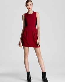 Sleek and versatile, this Theory color-block dress goes from the office (with a blazer) to dinner (with sky-high heels) in seriously modern style. Sleek and versatile, this Theory color-block dress goes from the office (with a blazer) to dinner (with sky-high heels) in seriously modern style.