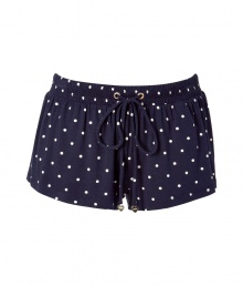 Stylish shorts in fine, dark blue stretch modal - Delicate, feminine white polka dot pattern - Comfortable drawstring waist and mini-length - Great lounge basic with matching camisole top Stylish shorts in fine, dark blue stretch modal - Delicate, feminine white polka dot pattern - Comfortable drawstring waist and mini-length - Great lounge basic with matching camisole top