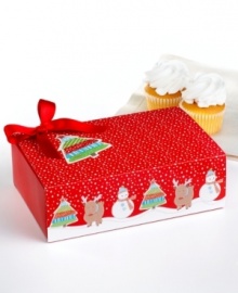 Make baked goods great! Everything you need to get gifting your best culinary creations with three matchstick-style treat boxes ready to be wrapped up in gift tag and ribbon. The holiday-themed design features snowflakes, snowmen, reindeer and more to love. Make baked goods great! Everything you need to get gifting your best culinary creations with three matchstick-style treat boxes ready to be wrapped up in gift tag and ribbon. The holiday-themed design features snowflakes, snowmen, reindeer and more to love.
