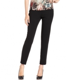 Calvin Klein's pants are slim, sophisticated and streamlined with a side zipper and pocket-free styling. Calvin Klein's pants are slim, sophisticated and streamlined with a side zipper and pocket-free styling.