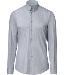 Elegant shirt in a grey cotton blend - Fine stripes - Modern slim and fitted cut, with a small spread collar - Quite simple with no chest pocket - Particularly comfortable thanks to the stretch content - An all-rounder that is suitable for suits, jeans or corduroys - Perfect for leisure and the office Elegant shirt in a grey cotton blend - Fine stripes - Modern slim and fitted cut, with a small spread collar - Quite simple with no chest pocket - Particularly comfortable thanks to the stretch content - An all-rounder that is suitable for suits, jeans or corduroys - Perfect for leisure and the office