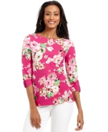 Feminine florals bloom on Charter Club's crisp top. It looks thoroughly modern with skinny jeans in winter white. Feminine florals bloom on Charter Club's crisp top. It looks thoroughly modern with skinny jeans in winter white.